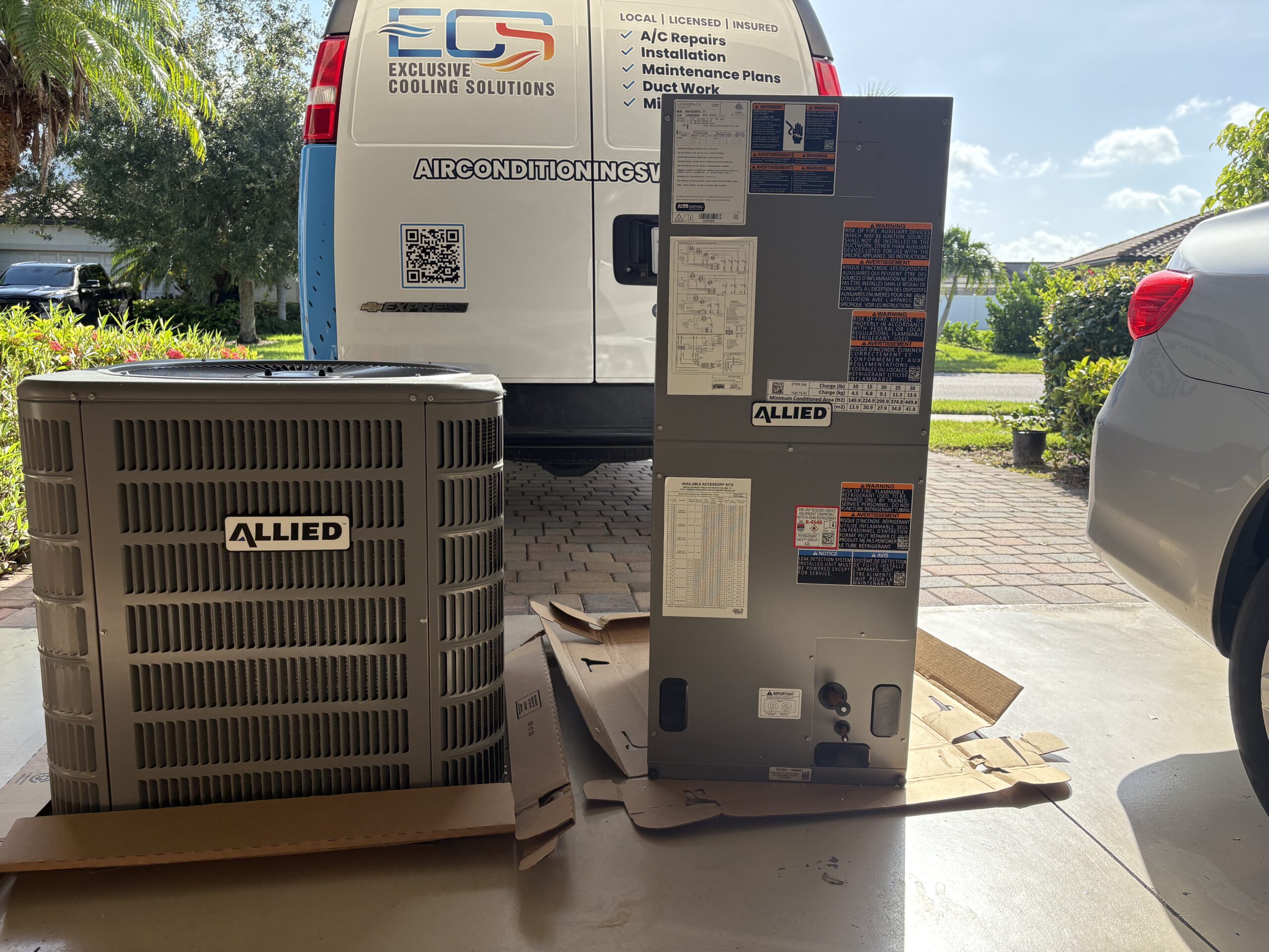 New AC system installation Cape Coral FL — Exclusive Cooling Solutions Allied condenser and air handler